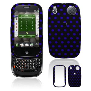 Hard Plastic Design Shield Cover Case for Palm Pre - Blue / Black Polka Dots