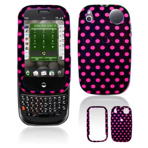 Hard Plastic Design Shield Cover Case for Palm Pre - Hot Pink / Black Polka Dots