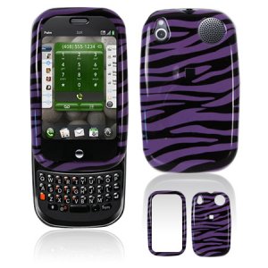 Hard Plastic Design Shield Cover Case for Palm Pre - Purple / Black Zebra