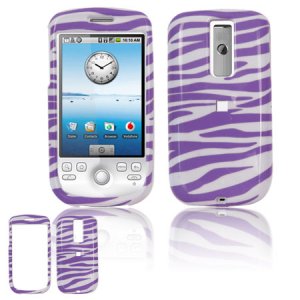 Hard Plastic Design Cover Case for HTC G2 Mytouch - Purple / White Zebra