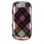 Hard Plastic Design Cover Case for Samsung Highlight T749 - Hot Pink Diagonal Check