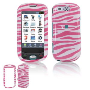 Hard Plastic Design Cover Case for Samsung Highlight T749 - Pink / White Zebra