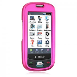 Hard Plastic Rubber Feel Case for Samsung Highlight T749 - Hot Pink
