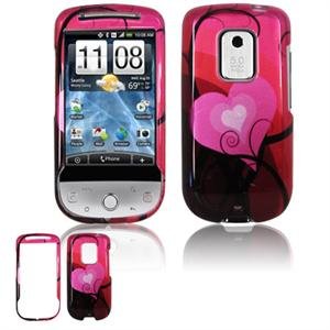 Hard Plastic Design Faceplate Case Cover for HTC Hero - Red/Pink Heart