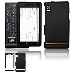 Hard Plastic Rubber Feel Faceplate Case Cover for Motorola Droid - Black