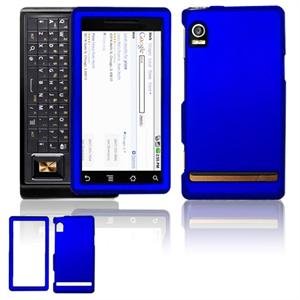 Hard Plastic Rubber Feel Faceplate Case Cover for Motorola Droid - Dark Blue