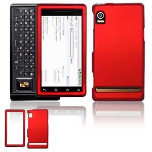 Hard Plastic Rubber Feel Faceplate Case Cover for Motorola Droid - Dark Red
