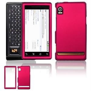 Hard Plastic Rubber Feel Faceplate Case Cover for Motorola Droid - Rose Pink