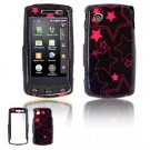 Hard Plastic Design Faceplate Case Cover for LG Bliss UX700 - Black/Pink Stars