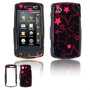 Hard Plastic Design Faceplate Case Cover for LG Bliss UX700 - Black/Pink Stars