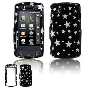 Hard Plastic Design Faceplate Case Cover for LG Bliss UX700 - Black/Silver Stars