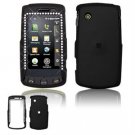 Hard Plastic Rubber Feel Faceplate Case Cover for LG Bliss UX700 - Black Gem Bling