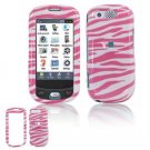 Hard Plastic Design Cover Case for Samsung Highlight T749 - Pink / White Zebra