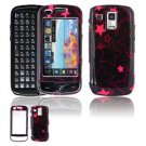 Hard Plastic Design Faceplate Case Cover for Samsung Rogue U960 - Black/Pink Stars