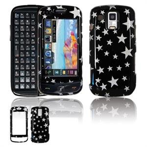 Hard Plastic Design Faceplate Case Cover for Samsung Rogue U960 - Black/Silver Stars