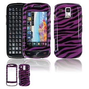 Hard Plastic Design Faceplate Case Cover for Samsung Rogue U960 - Purple/Black Stripes