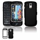 Hard Plastic Rubber Feel Faceplate Case Cover for Samsung Rogue U960 - Black Gem Bling