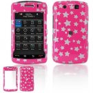 Hard Plastic Design Faceplate Case Cover for Blackberry Storm 2 9550 - Pink/Silver Stars