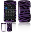 Hard Plastic Design Faceplate Case Cover for Blackberry Storm 2 9550 - Purple/Black Stripes