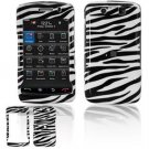 Hard Plastic Rubber Feel Faceplate Case Cover for Blackberry Storm 2 9550 - Black/White Stripes