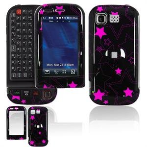 Hard Plastic Design Cover Case for LG Tritan AX840 - Black/Pink Stars