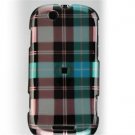 Hard Plastic Design Faceplate Case Cover for Motorola Cliq - Blue Check