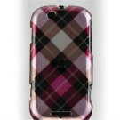 Hard Plastic Design Faceplate Case Cover for Motorola Cliq - Hot Pink Diagonal Check