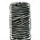 Hard Plastic Design Faceplate Case Cover for Motorola Cliq - Silver Black Zebra