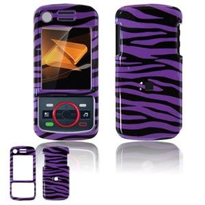 Hard Plastic Design Faceplate Case Cover for Motorola Debut i856 - Purple/Black Stripes