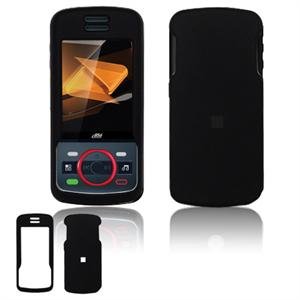 Hard Plastic Rubber Feel Faceplate Case Cover for Motorola Debut i856 - Black