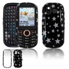 Hard Plastic Design Faceplate Case Cover for Samsung Intensity U450 - Black/Silver Stars