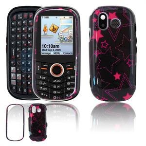 Hard Plastic Design Faceplate Case Cover for Samsung Intensity U450 - Pink/Black-Stars