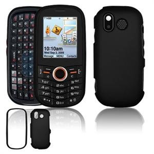 Hard Plastic Rubber Feel Faceplate Case Cover for Samsung Intensity U450 - Black