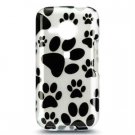 Hard Plastic Design Hard Case for HTC Droid Eris (Verizon) - White/Black Paw Print