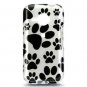 Hard Plastic Design Hard Case for HTC Droid Eris (Verizon) - White/Black Paw Print