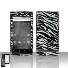 Hard Plastic Design Faceplate Case Cover for Motorola Droid - Black/Silver Stripes