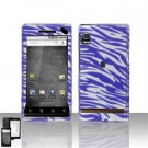 Hard Plastic Design Faceplate Case Cover for Motorola Droid - Purple/Silver Stripes