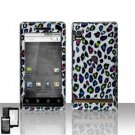 Hard Plastic Design Faceplate Case Cover for Motorola Droid - Rainbow Leopard