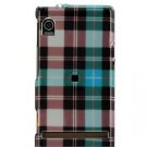 Hard Plastic Design Faceplate Case Cover for Motorola Droid - Black/Blue Check