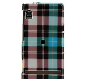 Hard Plastic Design Faceplate Case Cover for Motorola Droid - Black/Blue Check