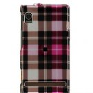 Hard Plastic Design Faceplate Case Cover for Motorola Droid - Black/Pink Check
