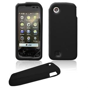 Soft Rubber Silicone Skin Cover Case for LG Chocolate Touch - Black