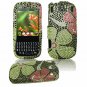 Hard Plastic Design Gem Bling Case for Palm Pixi - Green Flowers