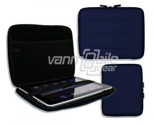 Navy Blue Hard Nylon Shell Case w/ Interior Mesh Pocket for Apple iPad