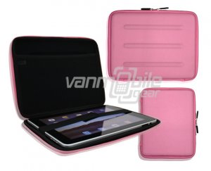 Pink Hard Nylon Shell Case w/ Interior Mesh Pocket for Apple iPad