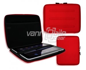 Red Hard Nylon Shell Case w/ Interior Mesh Pocket for Apple iPad