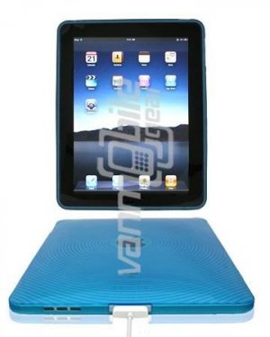 Blue 1-Pc Hard Rubber Semi-Transparent Case w/ "Circle Design" for Apple iPad