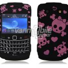 Black/Pink Skulls Design Hard Faceplate Case for BlackBerry Bold 9700