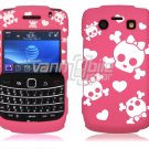 Pink/White Skulls Design Hard Faceplate Case for BlackBerry Bold 9700