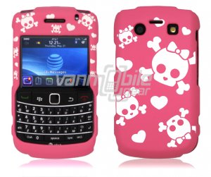 Pink/White Skulls Design Hard Faceplate Case for BlackBerry Bold 9700